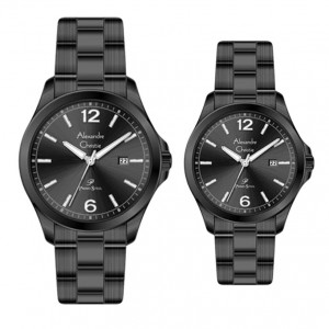 Alexandre Christie AC 1029 Full Black Steel Couple